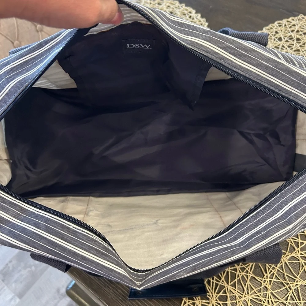 DSW J.M. Wetcher Blue Striped Weekender Duffel Bag